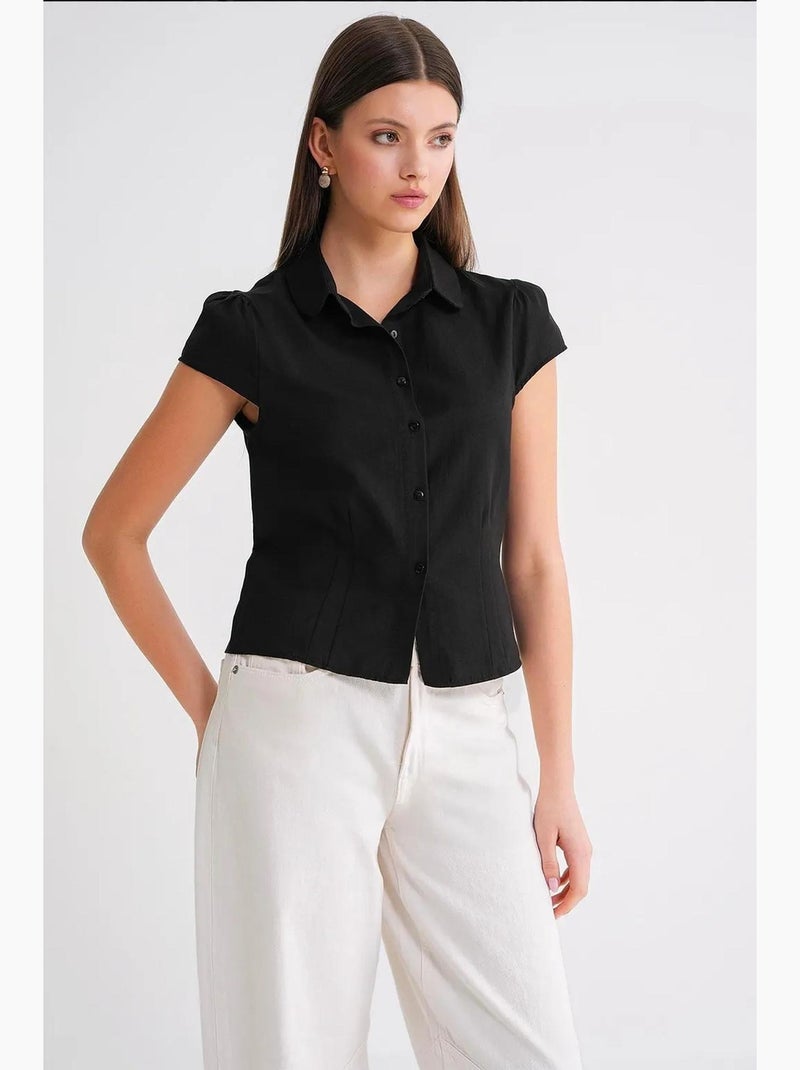 Camicia in popeline slim fit mixray Nero - Kiabi