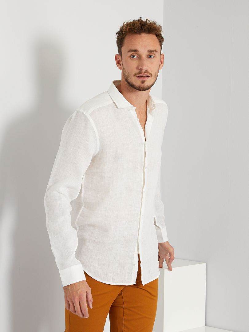 Camicia in puro lino + 190 cm Bianco - Kiabi