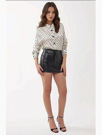Camicia in raso a pois con bottoni hiccup