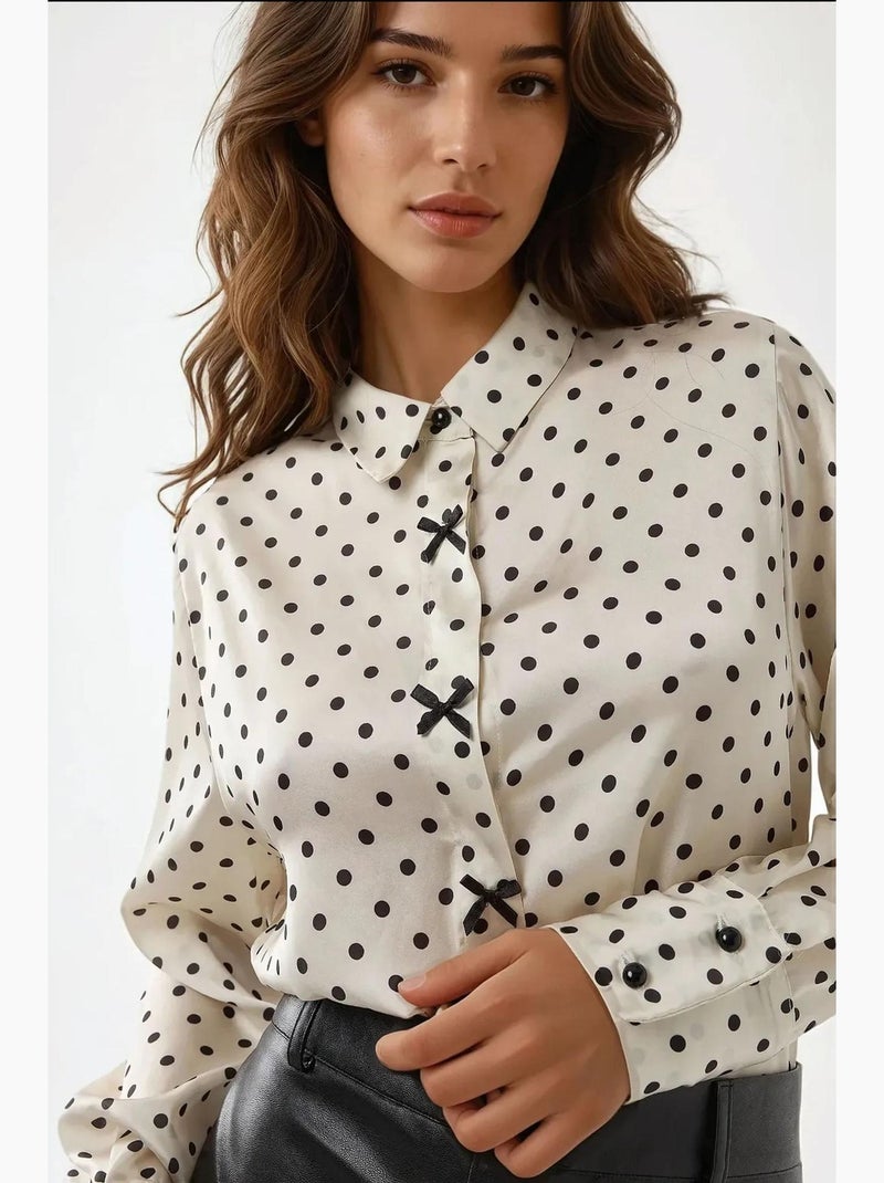 Camicia in raso a pois con bottoni hiccup Multicolore - Kiabi