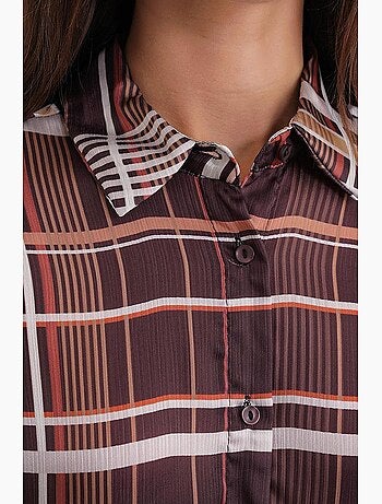 Camicia in raso a quadri con bottoni mixray