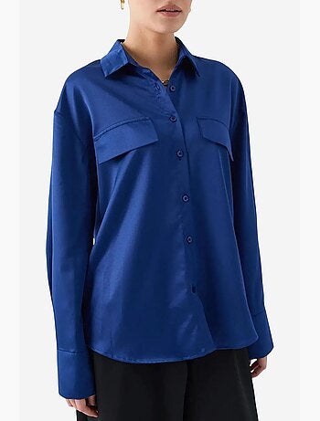 Camicia in raso abbottonata con dettaglio tasca mixray