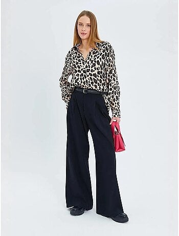 Camicia in raso con stampa leopardata mixray