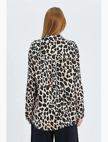 Camicia in raso con stampa leopardata mixray