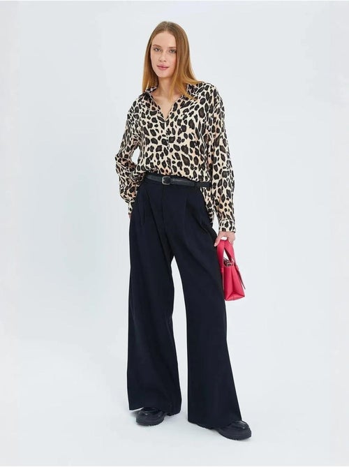 Camicia in raso con stampa leopardata mixray - Kiabi Camicia in raso con stampa leopardata mixray - Kiabi