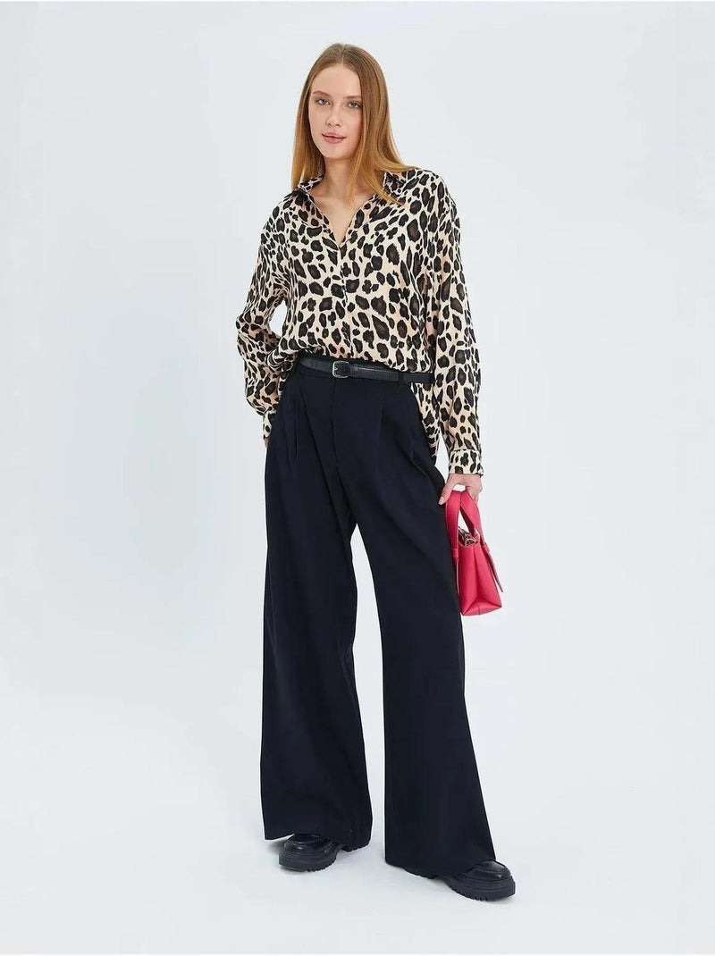 Camicia in raso con stampa leopardata mixray Beige argilla - Kiabi