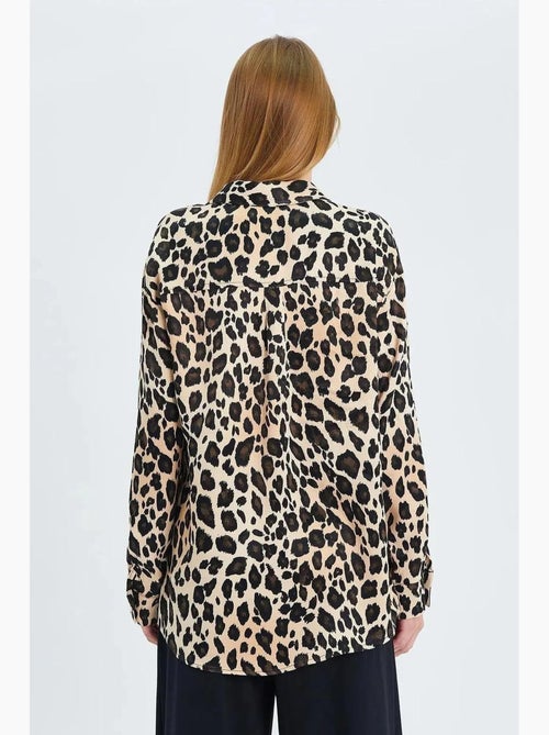 Camicia in raso con stampa leopardata mixray - Kiabi Camicia in raso con stampa leopardata mixray - Kiabi
