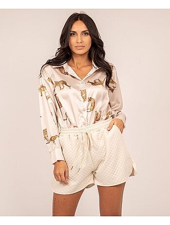 Camicia in raso con stampa ORACIO