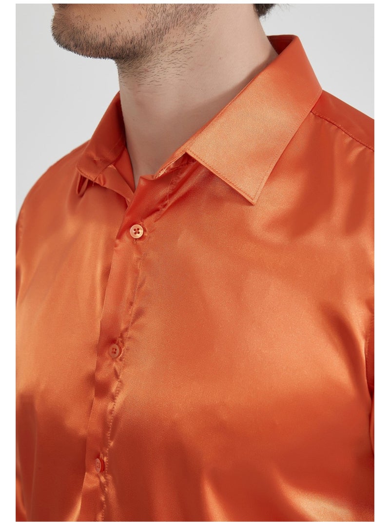Camicia in raso Kebello Arancione - Kiabi