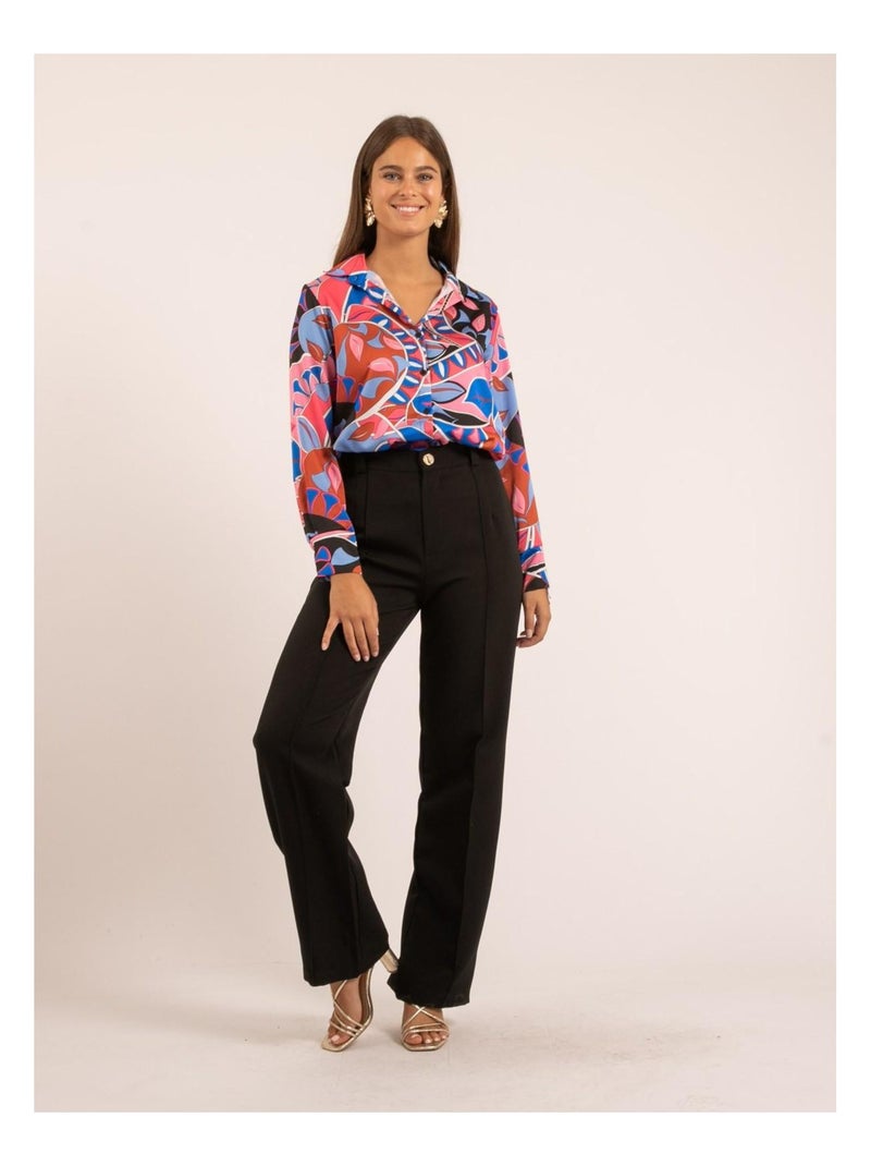Camicia in satin con motivi OLIDA Blu - Kiabi