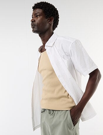 Camicia in seersucker a maniche corte