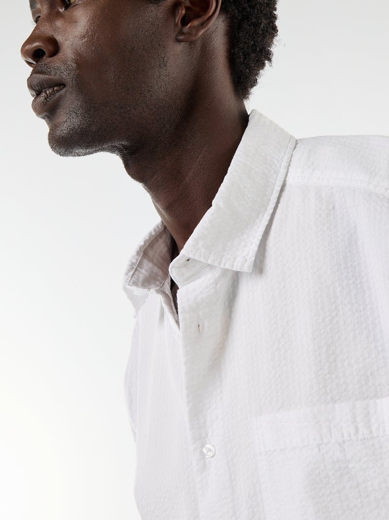 Camicia in seersucker a maniche corte Bianco - Kiabi