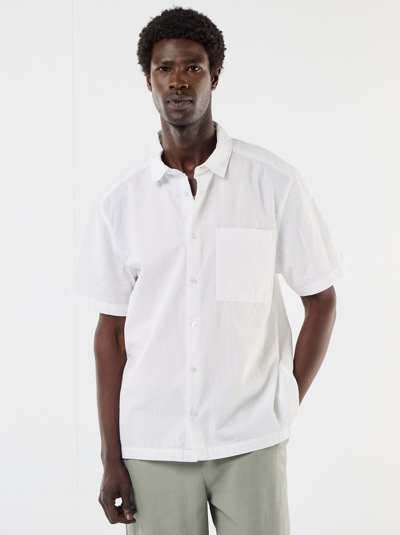 Camicia in seersucker a maniche corte Bianco - Kiabi