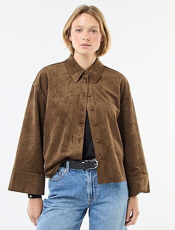 Camicia in suede a maniche lunghe