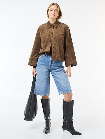 Camicia in suede a maniche lunghe