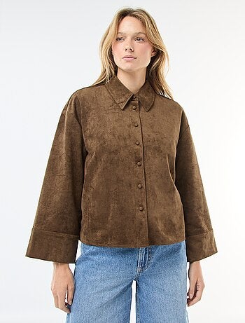 Camicia in suede a maniche lunghe