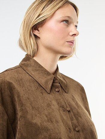 Camicia in suede a maniche lunghe