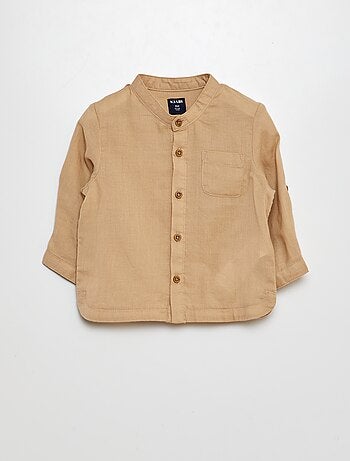 Camicia in tessuto leggero collo alla coreana