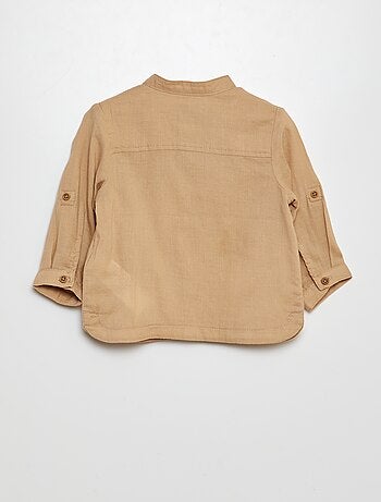 Camicia in tessuto leggero collo alla coreana