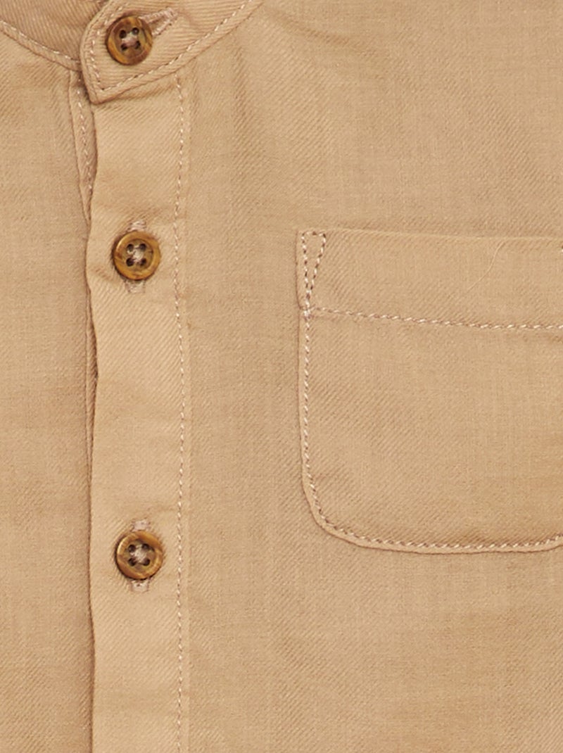 Camicia in tessuto leggero collo alla coreana BEIGE - Kiabi