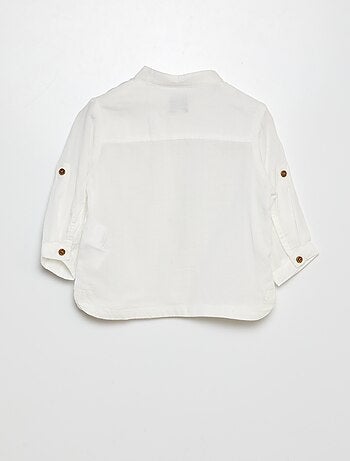 Camicia in tessuto leggero collo alla coreana