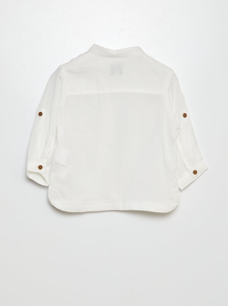 Camicia in tessuto leggero collo alla coreana BIANCO - Kiabi