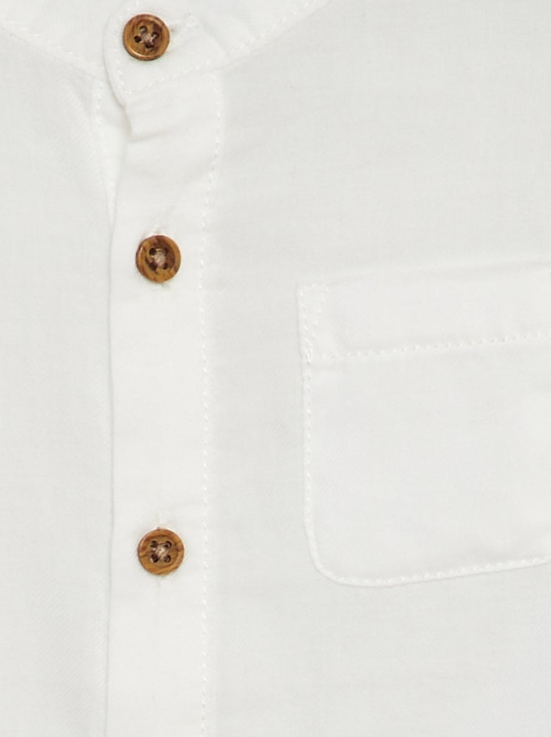 Camicia in tessuto leggero collo alla coreana BIANCO - Kiabi