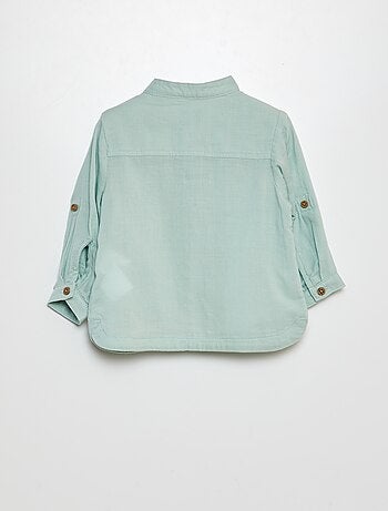 Camicia in tessuto leggero collo alla coreana