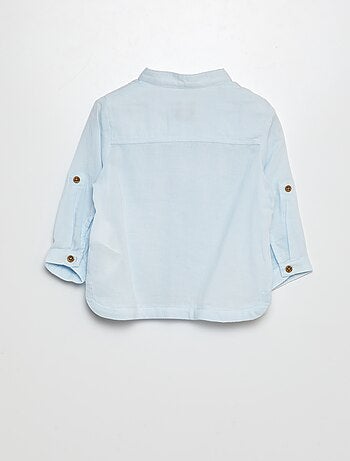 Camicia in tessuto leggero collo alla coreana