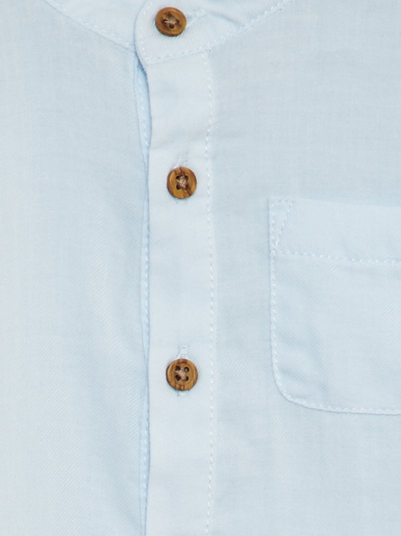 Camicia in tessuto leggero collo alla coreana BLU - Kiabi