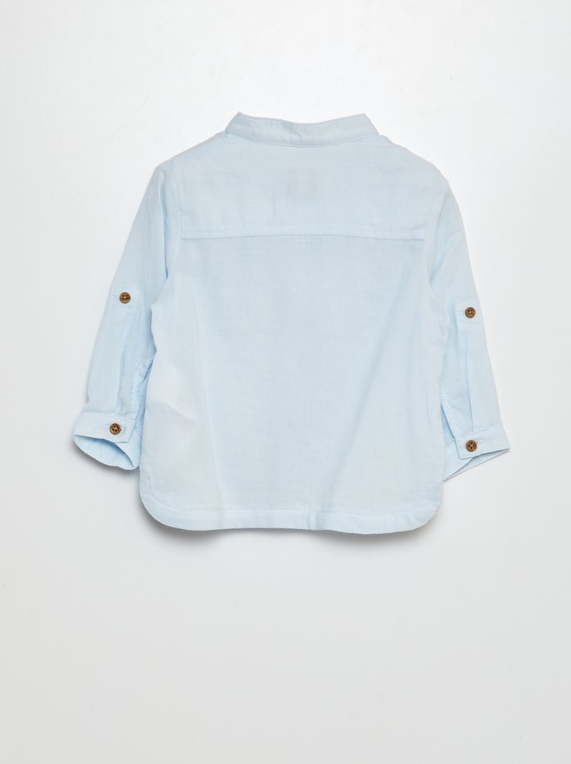 Camicia in tessuto leggero collo alla coreana BLU - Kiabi
