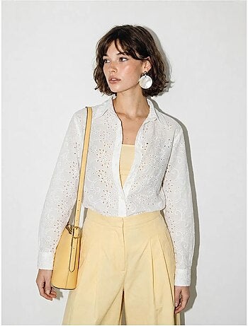 Camicia in tessuto ricamata a vestibilità rilassata lucci