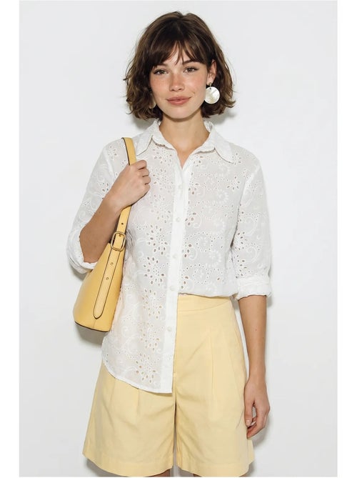 Camicia in tessuto ricamata a vestibilità rilassata lucci - Kiabi