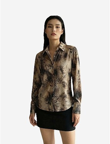Camicia in tessuto satinato con stampa serpente my fashion
