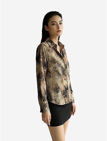 Camicia in tessuto satinato con stampa serpente my fashion