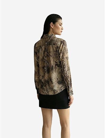 Camicia in tessuto satinato con stampa serpente my fashion