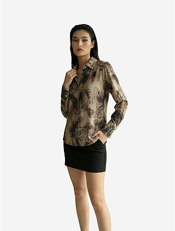 Camicia in tessuto satinato con stampa serpente my fashion