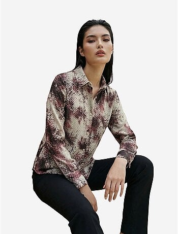 Camicia in tessuto satinato con stampa serpente my fashion