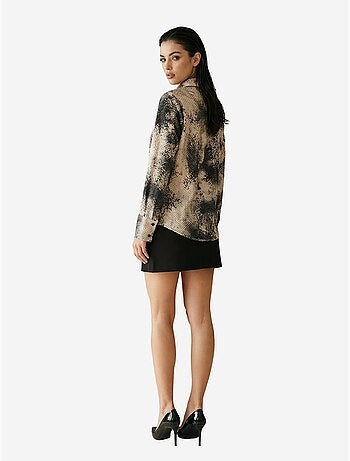 Camicia in tessuto satinato con stampa serpente my fashion