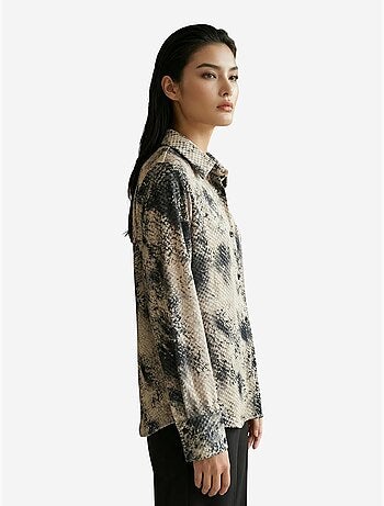 Camicia in tessuto satinato con stampa serpente my fashion