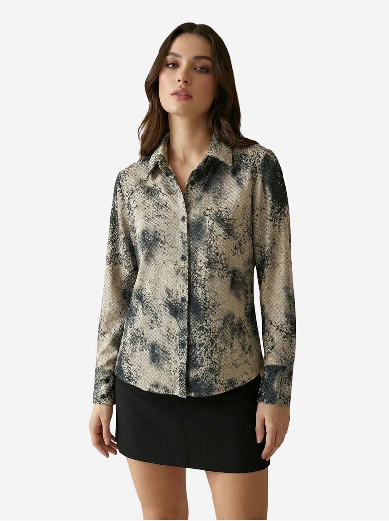 Camicia in tessuto satinato con stampa serpente my fashion Tortora - Kiabi