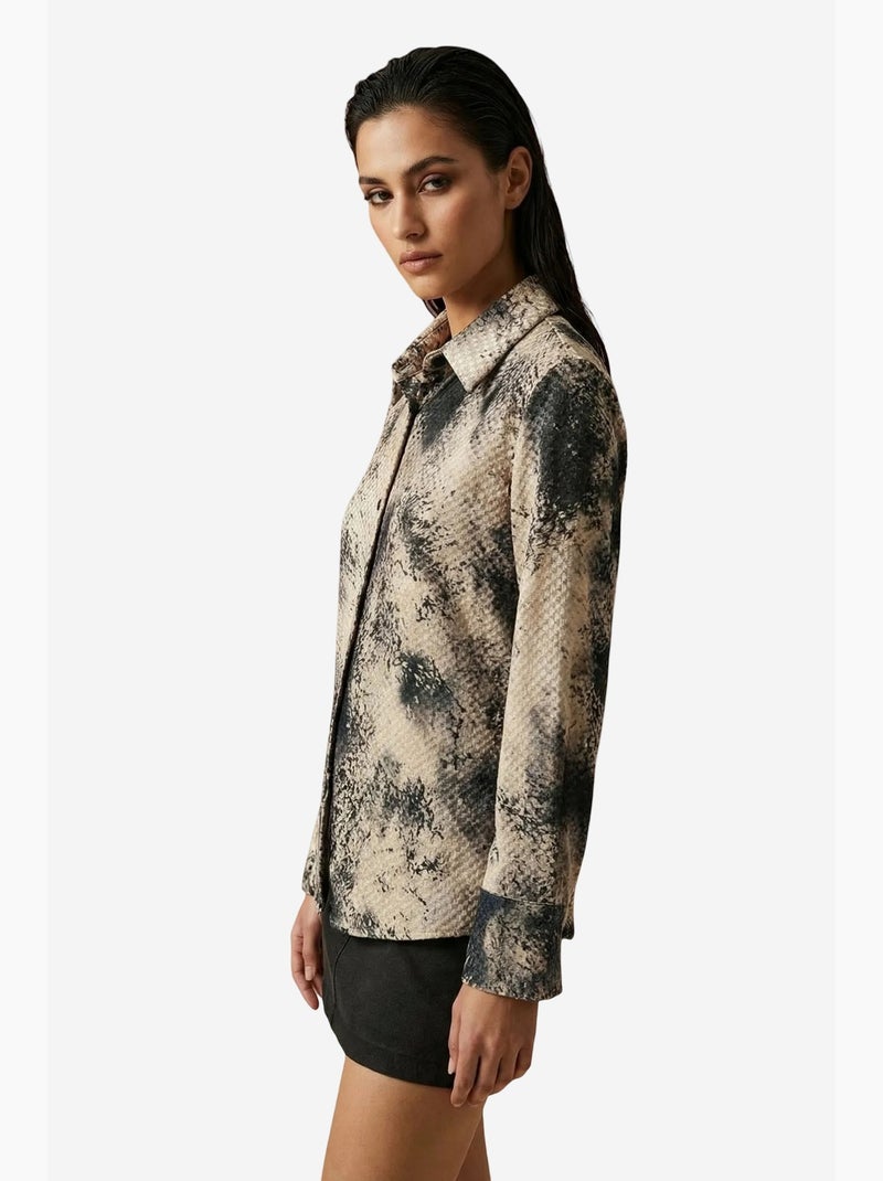 Camicia in tessuto satinato con stampa serpente my fashion Tortora - Kiabi