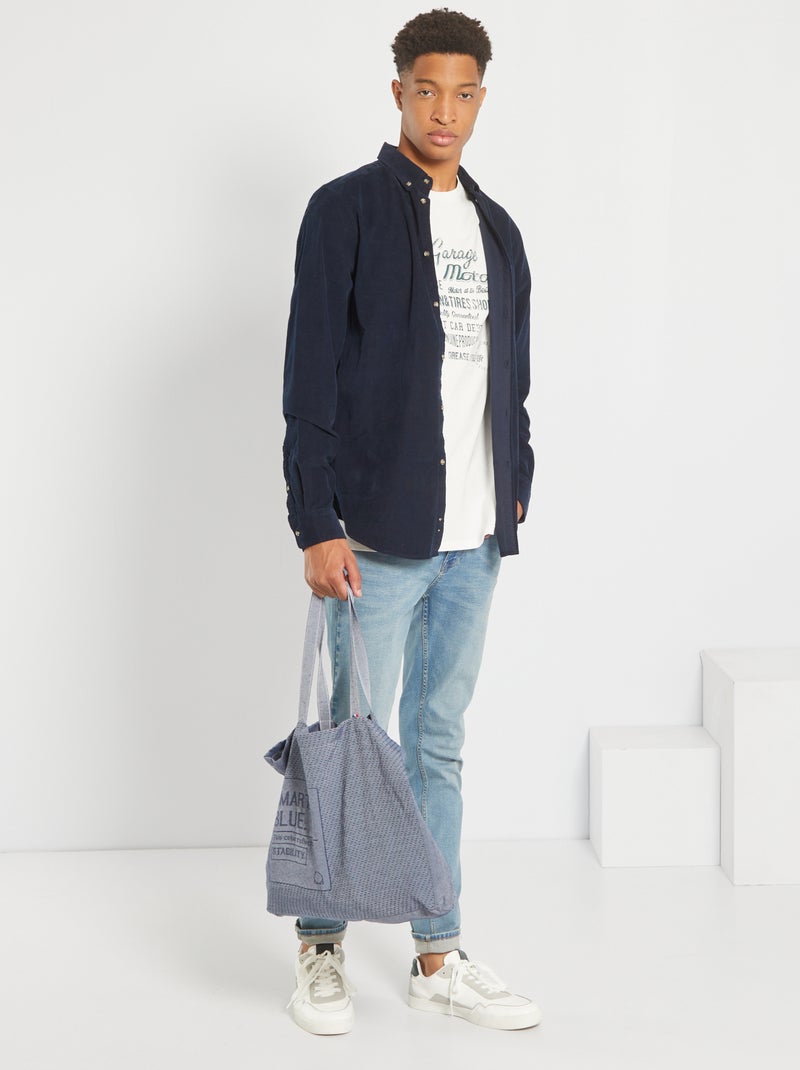 Camicia in velluto +190 cm blu - Kiabi