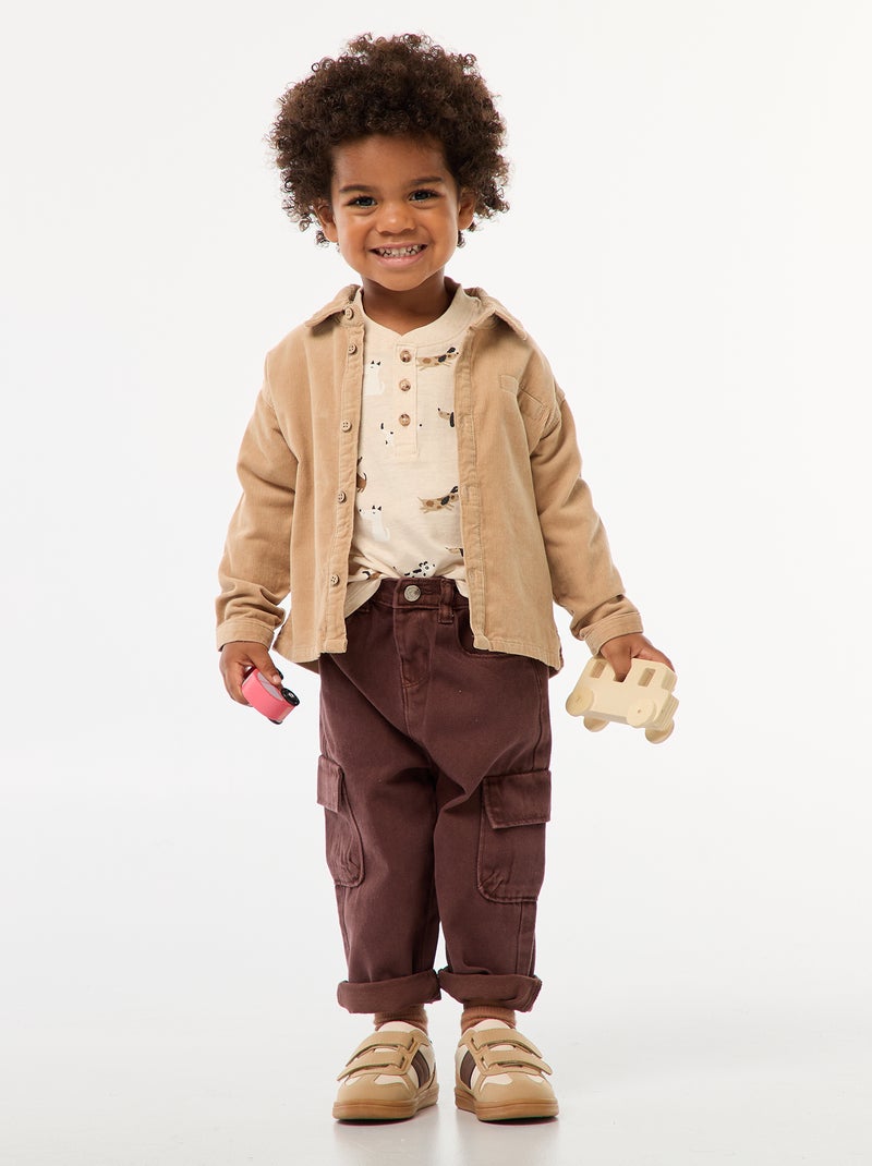 Camicia in velluto a coste Beige - Kiabi