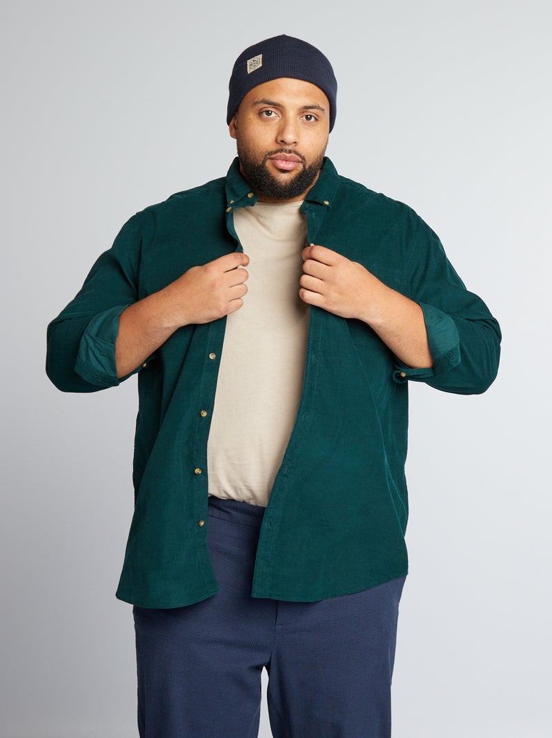 Camicia Uomo In Velluto A Coste Tinta Unita – Maniche Lunghe, Taglio Sciolto, Anti-piega Per Primavera