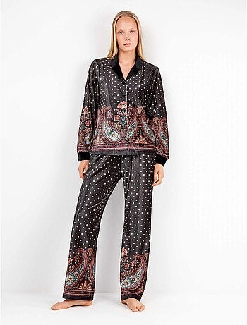 Camicia in velluto con pois e stampa orientale