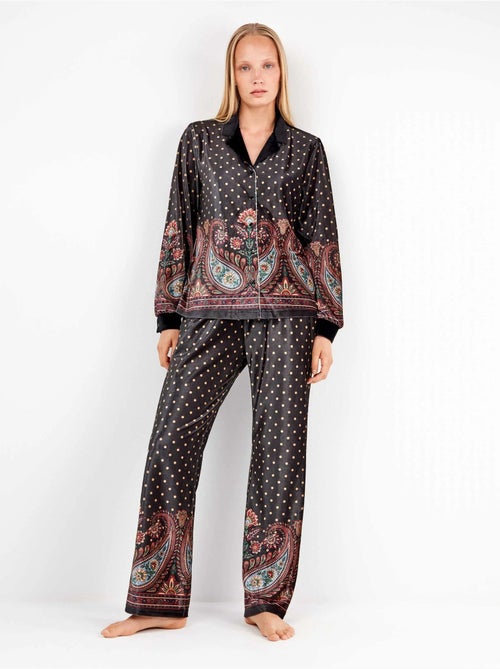 Camicia in velluto con pois e stampa orientale - Kiabi