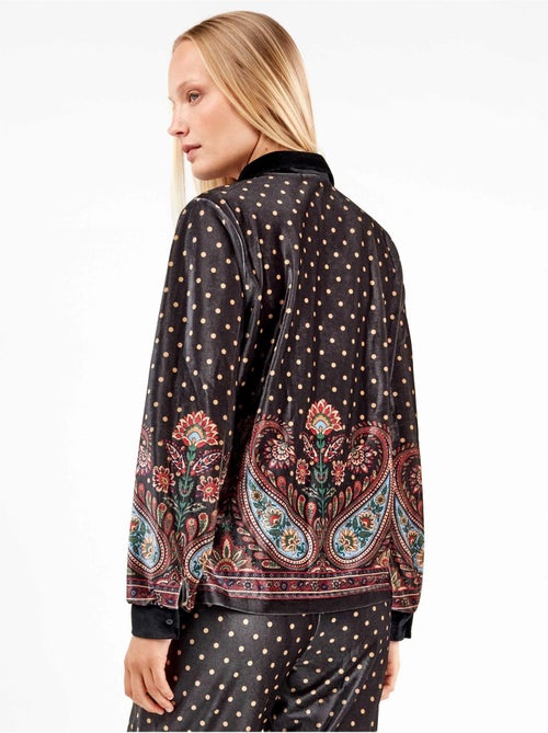 Camicia in velluto con pois e stampa orientale - Kiabi