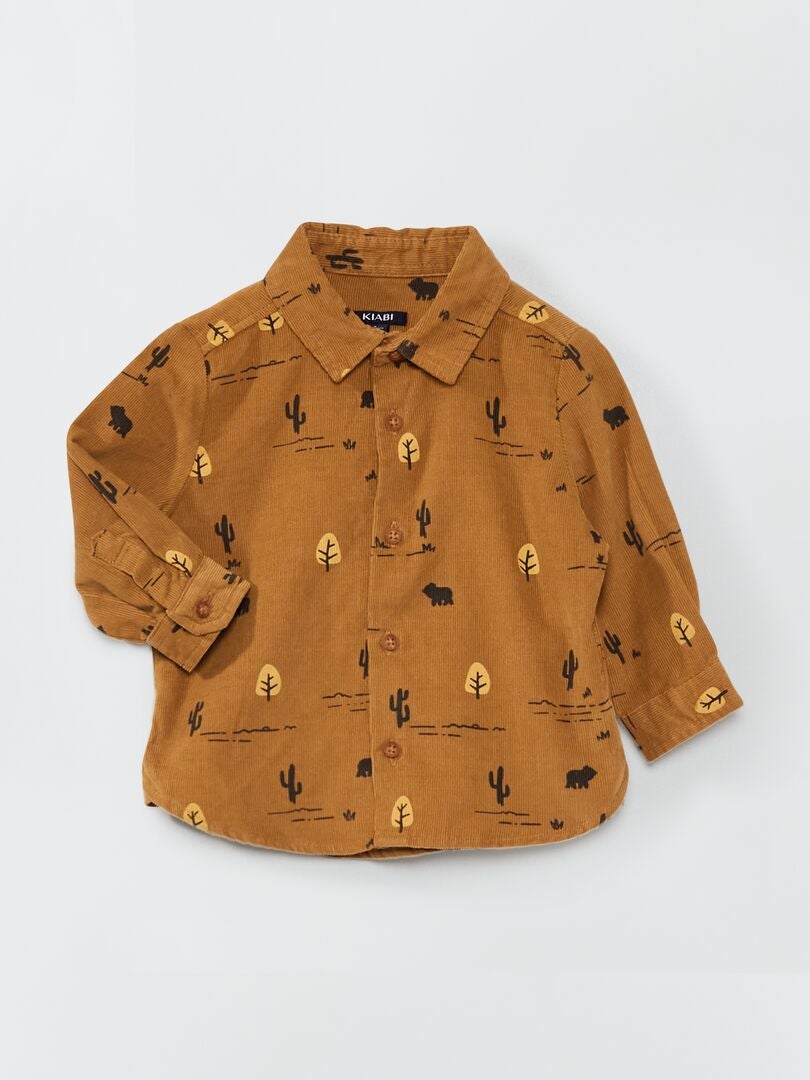 Camicia in velluto con stampe fantasia MARRONE - Kiabi