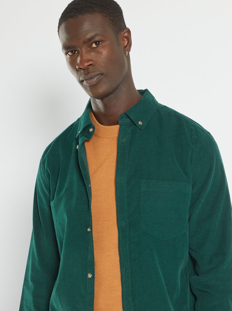 Camicia in velluto grigio verde - Kiabi